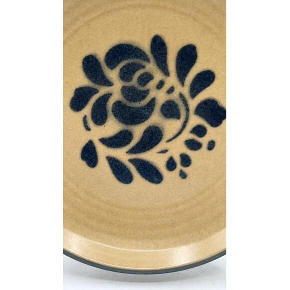 VTG Pfaltzgraff Folk Art 5‑Pc Place Setting Blue Floral (1977)Tan USA Stoneware - Picture 10 of 16